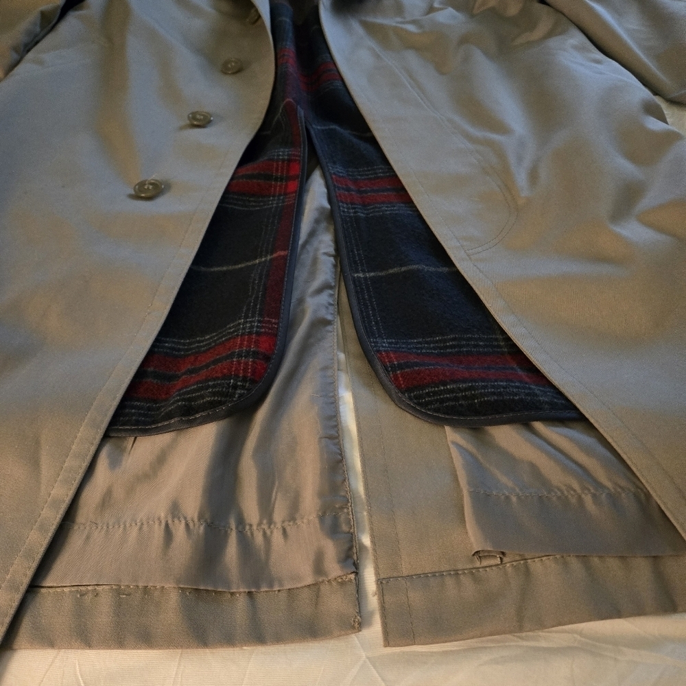 Oakton Ltd. Men's 38S Beige Trench Coat Classic Zip Out Liner Single Breasted - Picture 10 of 16